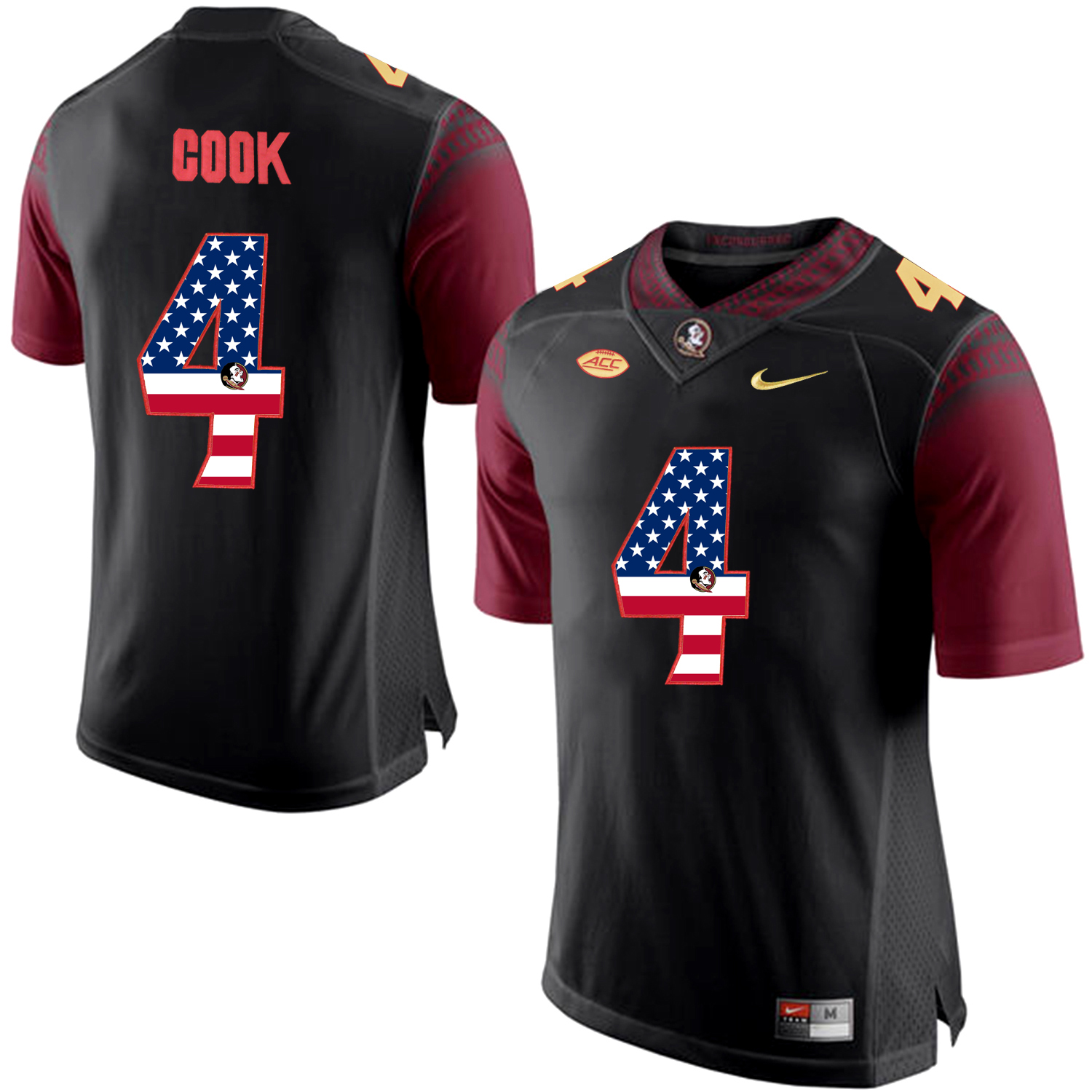 US Flag Fashion Men Florida State Seminoles Dalvin Cook #4 College Football Limited Jersey  Black